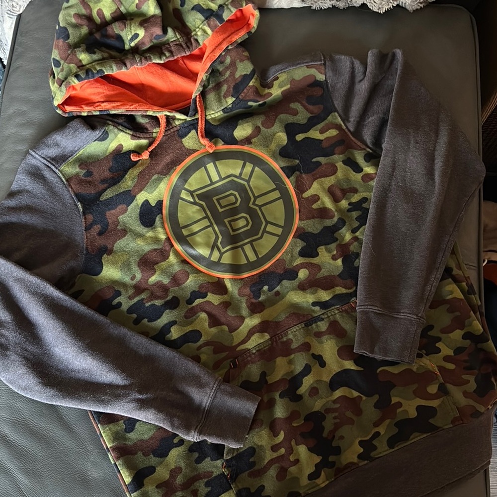 Camouflage Hoodie with Orange Accents